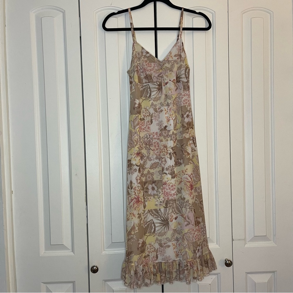 Midi Tan Fall Dress Spaghetti Strap Dress